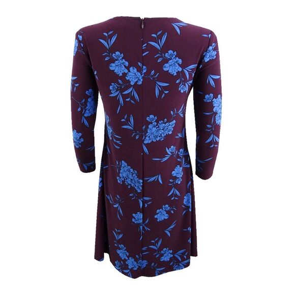 Lauren by Ralph Lauren Women's Petite A-Line Dress - Plum/Blue - Picture 2 of 2